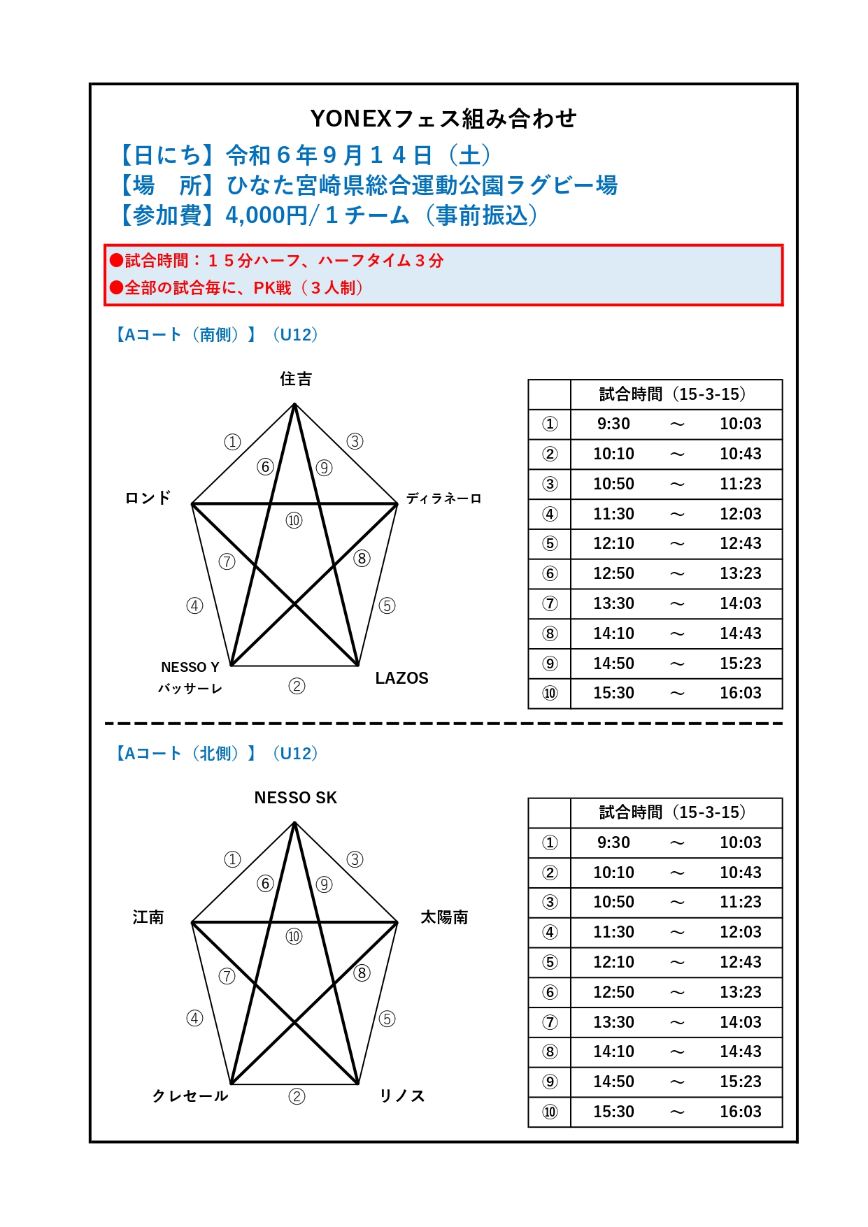 YONEXフェス　組み合わせ表1